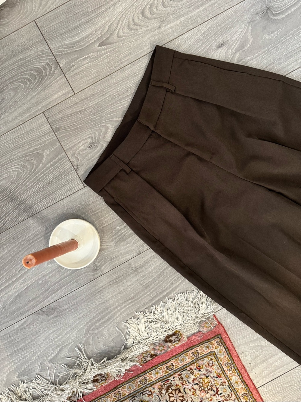 High-Waist Wide-Leg Women's Trousers - Brown - Picture 3 of 6
